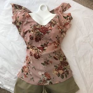 Summer flora ruffle tank top